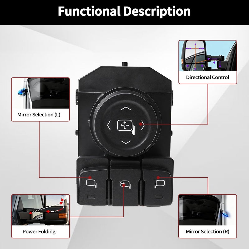 RydSuns Door Mirror Remote Control Switch Driver Side Fit for Chevrolet for Silverado for GMC for Sierra 1500 2500 3500 HD for Suburban for Tahoe 2014-2019 Replacement for 84643953 - Image 4